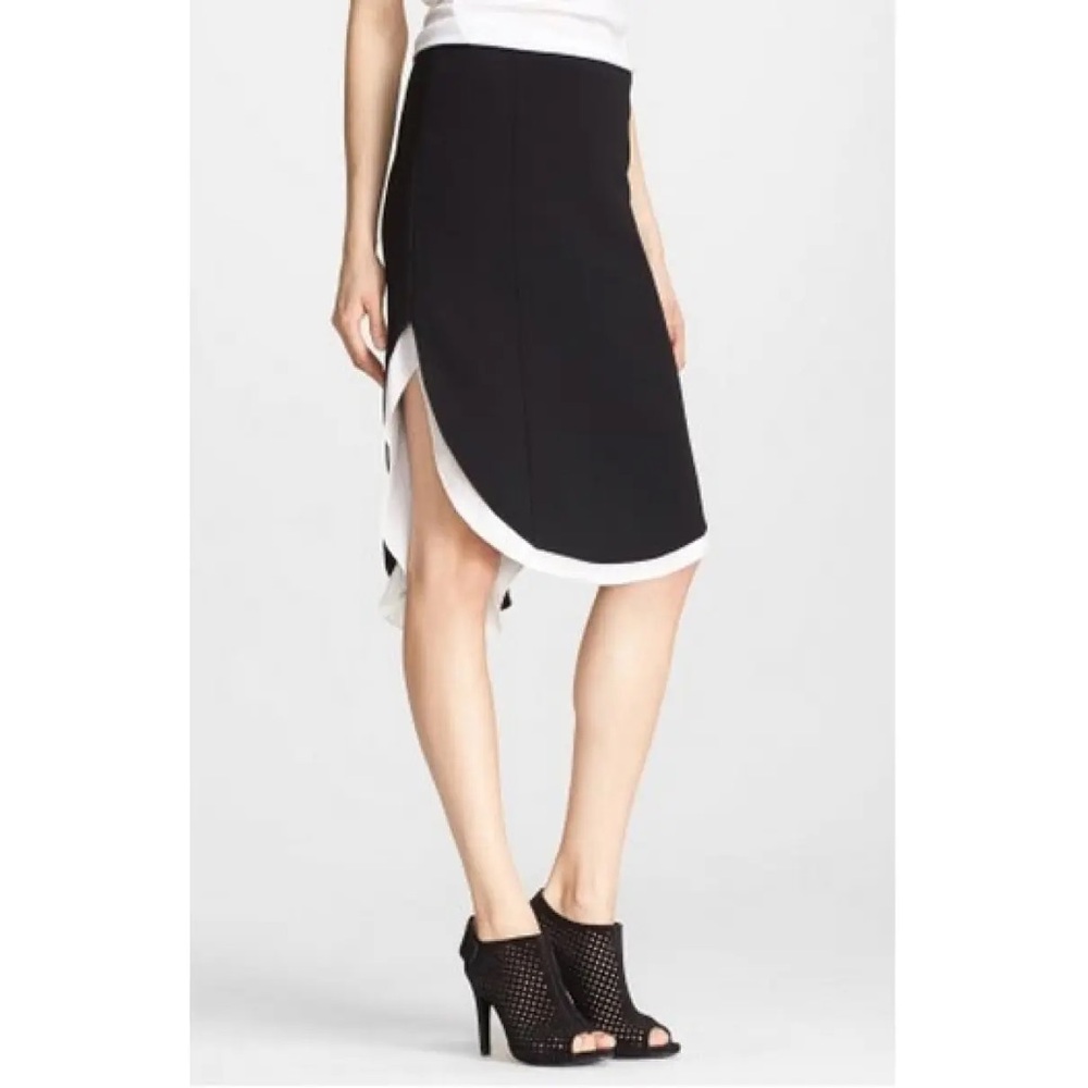 Rag & Bone. Ashlee Hi-Low Silk Blend Skirt. Black/White. Size 6.